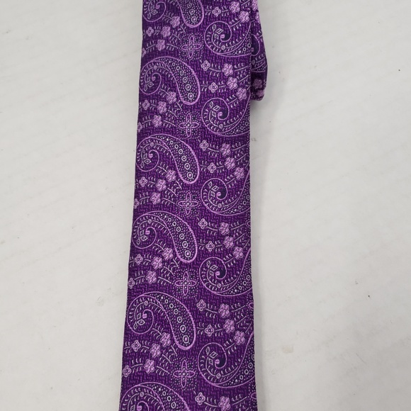 Ted Baker London Floral Paisley Silk Purples Tie - Picture 7 of 8